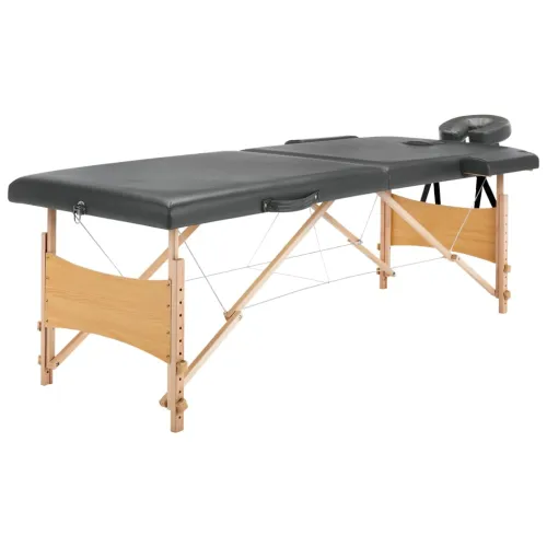 Masažni stol s 2 zone i drvenim okvirom antracit 186 x 68 cm - Antracit Cijena