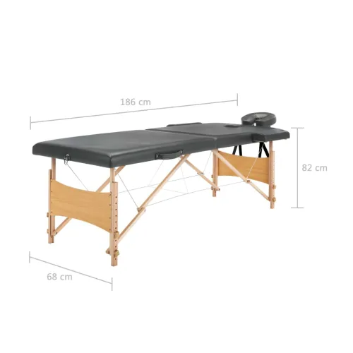 Masažni stol s 2 zone i drvenim okvirom antracit 186 x 68 cm - Antracit Cijena