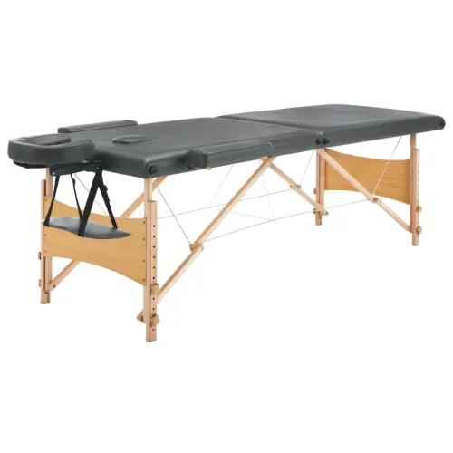 Masažni stol s 2 zone i drvenim okvirom antracit 186 x 68 cm - Antracit Cijena