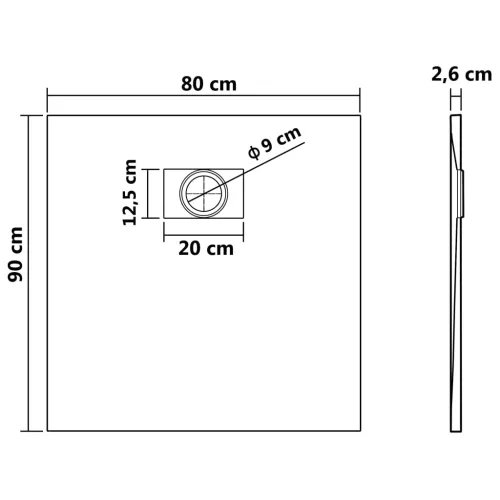 Kada za tuš SMC crna 90 x 80 cm - Crna 90 x 80 cm Cijena