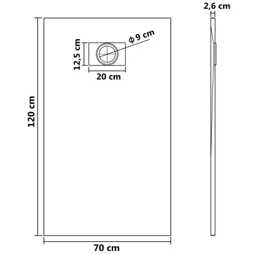Kada za tuš SMC crna 120 x 70 cm - Crna 120 x 70 cm Cijena