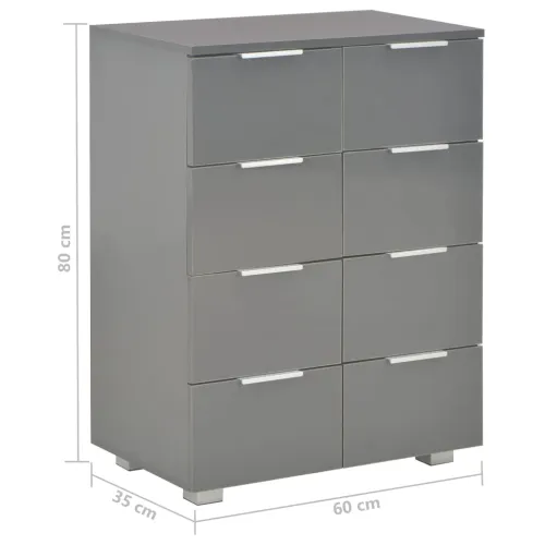 Komoda visoki sjaj siva 60 x 35 x 80 cm od konstruiranog drva - Siva 1 Cijena