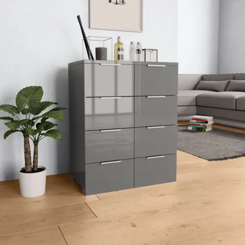 Komoda visoki sjaj siva 60 x 35 x 80 cm od konstruiranog drva - Siva 1 Cijena
