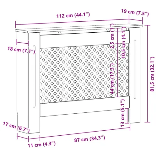 Maska za radijator - Pokrov za radijator bijeli 112 x 19 x 81,5 cm MDF - Bijela 112 x 19 x 81.5 cm 1 Bijela Cijena