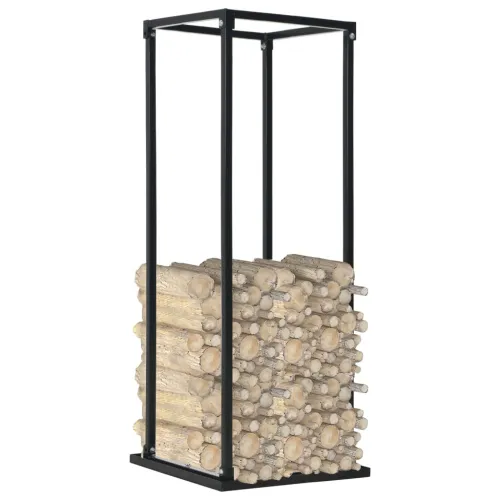 Stalak za drva za ogrjev s bazom crni 37 x 37 x 113 cm čelični - 37 x 37 x 113 cm Cijena