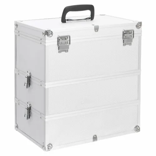 Kovčeg za šminku 37 x 24 x 40 cm srebrni aluminijski - Srebrno Cijena