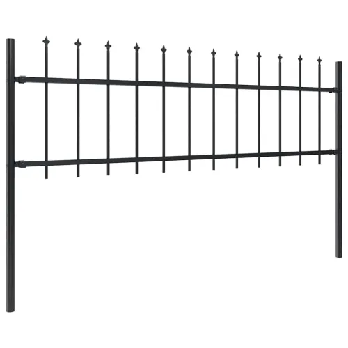 Vrtna ograda s vrhom koplja Čelik 1673 x 60 cm Crna - Crna 1673 cm 60 cm Cijena