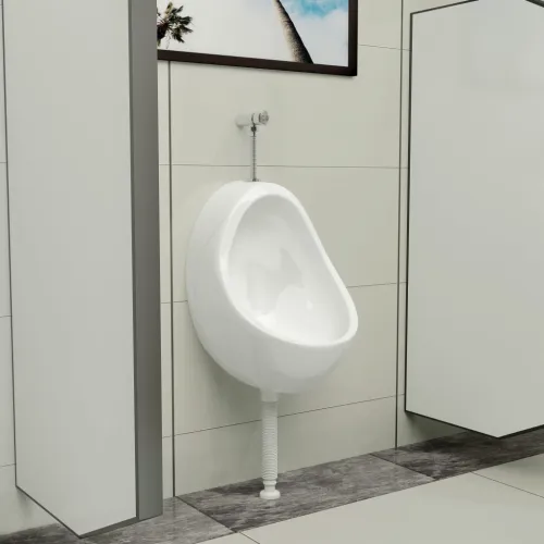Zidni pisoar s ventilom za ispiranje keramički bijeli - Bijela jaje Cijena