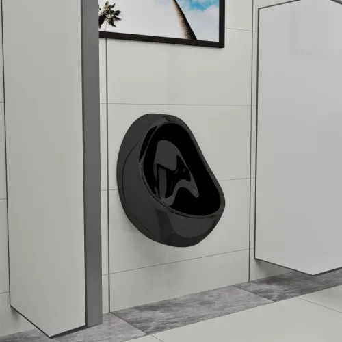 Zidni pisoar s ventilom za ispiranje keramički crni - Crna jaje Cijena