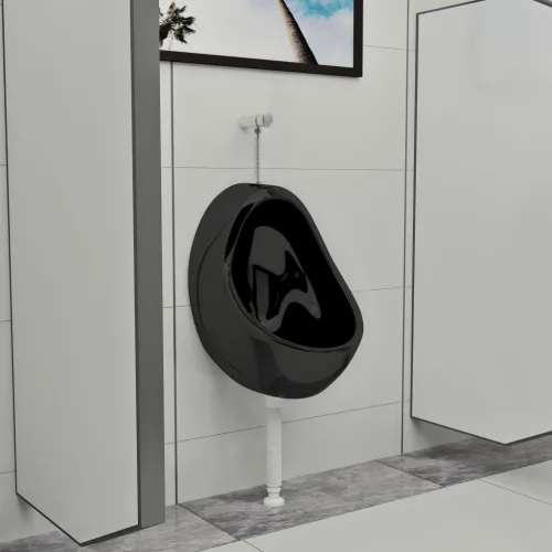 Zidni pisoar s ventilom za ispiranje keramički crni - Crna jaje Cijena