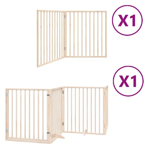 Vrata za pse s vratašcima 6 panela sklopiva 480 cm drvo topole - Prirodna 80 x 90 x 2 cm 6 Prirodna Cijena