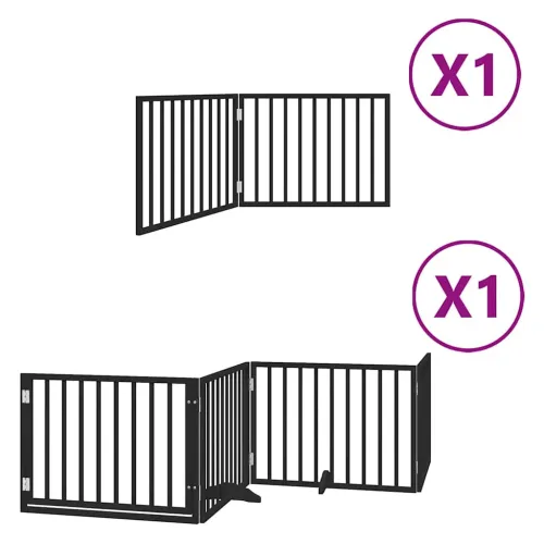 Vrata za pse s vratašcima 6 panela sklopiva 480 cm drvo topole - Crna 80 x 60 x 2 cm 6 Crna Cijena