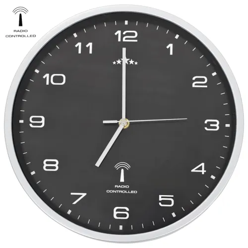 Radijski upravljan zidni sat s kvarcnim mehanizmom 31 cm crni - Crna Cijena