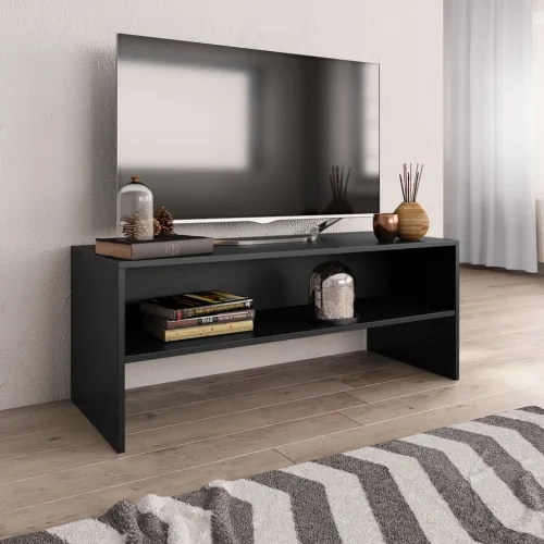 TV ormarić crni 100 x 40 x 40 cm konstruirano drvo - Crna 1 Cijena