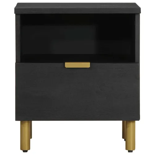 Noćni ormarić crni 40 x 33 x 46 cm konstruirano drvo - 2 Cijena