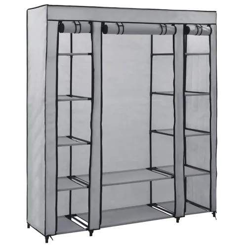 Ormar od tkanine s odjeljcima i šipkama sivi 150 x 45 x 176 cm - Siva 1 1 Cijena