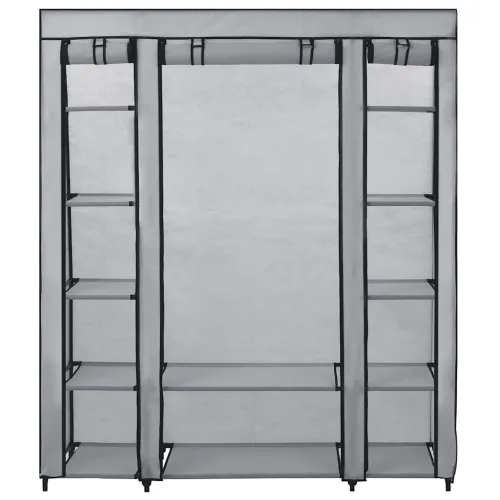 Ormar od tkanine s odjeljcima i šipkama sivi 150 x 45 x 176 cm - Siva 1 1 Cijena