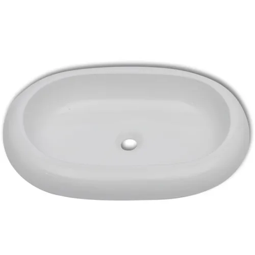 Luksuzni Keramički Ovalni Lavabo - Umivaonik Bijeli 63 x 42 cm - Bijela Cijena