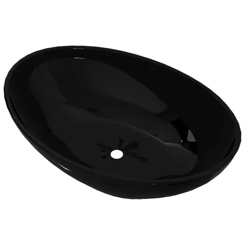 Luksuzni Keramički Ovalni Lavabo - Umivaonik Crni 40 x 33 cm - Crna Cijena