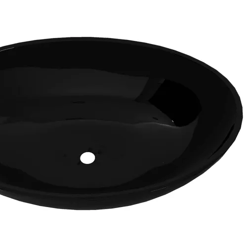Luksuzni Keramički Ovalni Lavabo - Umivaonik Crni 40 x 33 cm - Crna Cijena