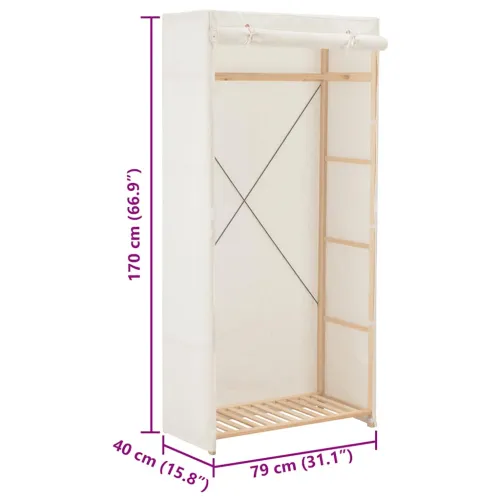Ormar od tkanine bijeli 79 x 40 x 170 cm  - Bijela 1 1 Cijena