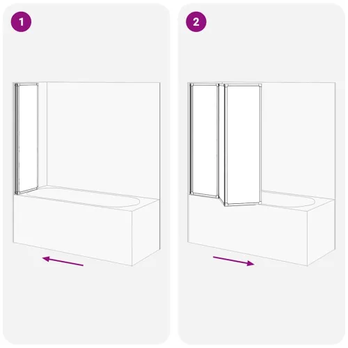 Sklopivi paravan za kadu  - Pregrada za kadu u 3 dijela 141 x 132 cm - 132 x 140 cm Bijela Matirano Cijena