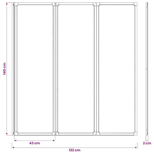 Sklopivi paravan za kadu  - Pregrada za kadu u 3 dijela 141 x 132 cm - 132 x 140 cm Bijela Matirano Cijena