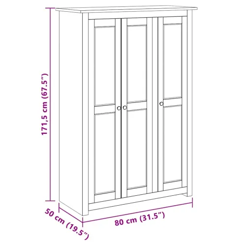 Ormar od borovine s 3 vrata 118x50x171,5 cm asortiman Panama - Smeđa 118 x 50 x 171.5 cm 1 1 Cijena