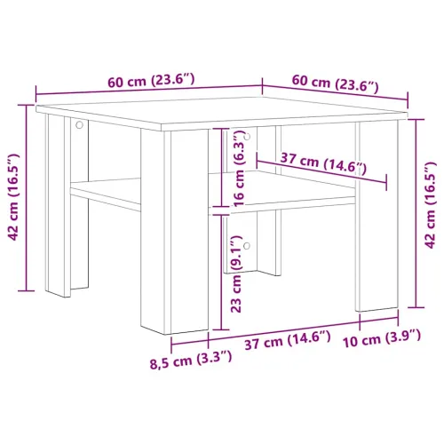 Stolić za kavu bijeli 60 x 60 x 42 cm od konstruiranog drva - Bijela Cijena