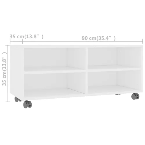 TV ormarić s kotačima bijeli 90 x 35 x 35 cm konstruirano drvo - Bijela 1 Cijena