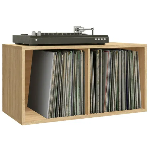 Stalak za ploče - Kutija za pohranu vinilnih ploča boja hrasta 71x34x36 cm drvena - sonoma hrast 1 Sonoma hrast Cijena