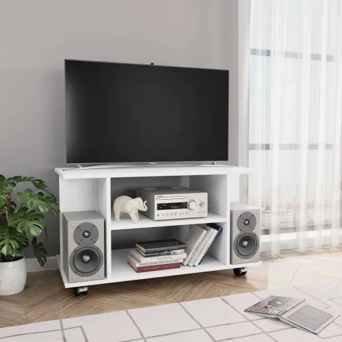 TV ormarić s kotačima bijeli 80 x 40 x 45 cm konstruirano drvo - Bijela 1 Cijena