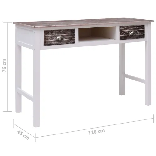 Pisaći stol smeđi 110 x 45 x 76 cm drveni - Bijela i smeđa Cijena