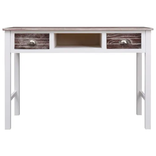 Pisaći stol smeđi 110 x 45 x 76 cm drveni - Bijela i smeđa Cijena
