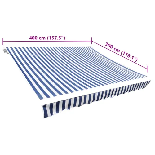 Platno za tendu - Zamjenska tkanina za tendu plava i bijela 380x295 cm poliester - Plava i bijela 4 x 3 m 1 Cijena