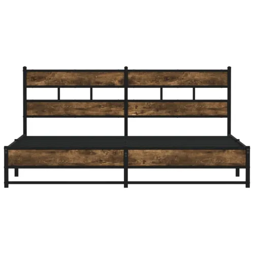 Metalni okvir kreveta bez madraca boja hrasta 183x213 cm - Dimljeni hrast 183 x 213 cm s uzglavljem i dvostrukim niskim podnožje Cijena