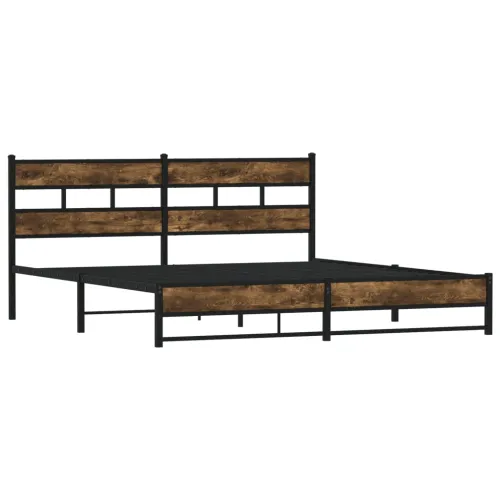Metalni okvir kreveta bez madraca boja hrasta 183x213 cm - Dimljeni hrast 183 x 213 cm s uzglavljem i dvostrukim niskim podnožje Cijena