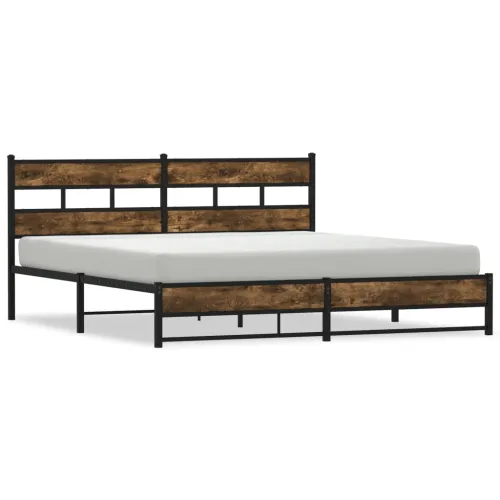 Metalni okvir kreveta bez madraca boja hrasta 183x213 cm - Dimljeni hrast 183 x 213 cm s uzglavljem i dvostrukim niskim podnožje Cijena