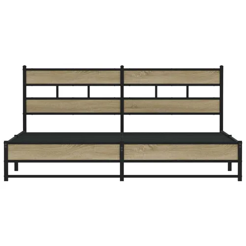 Metalni okvir kreveta bez madraca boja hrasta sonome 183x213 cm - sonoma hrast 183 x 213 cm s uzglavljem i dvostrukim niskim pod Cijena