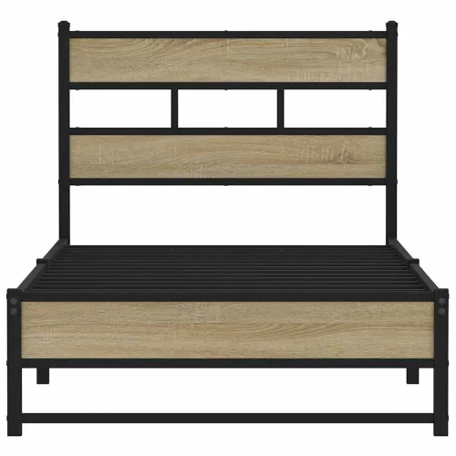 Metalni okvir kreveta bez madraca boja hrasta sonome 90x190 cm - sonoma hrast 90 x 190 cm s uzglavljem i dvostrukim niskim podno Cijena