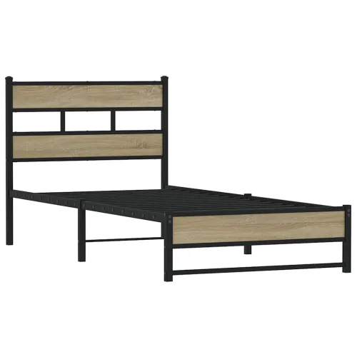 Metalni okvir kreveta bez madraca boja hrasta sonome 90x190 cm - sonoma hrast 90 x 190 cm s uzglavljem i dvostrukim niskim podno Cijena