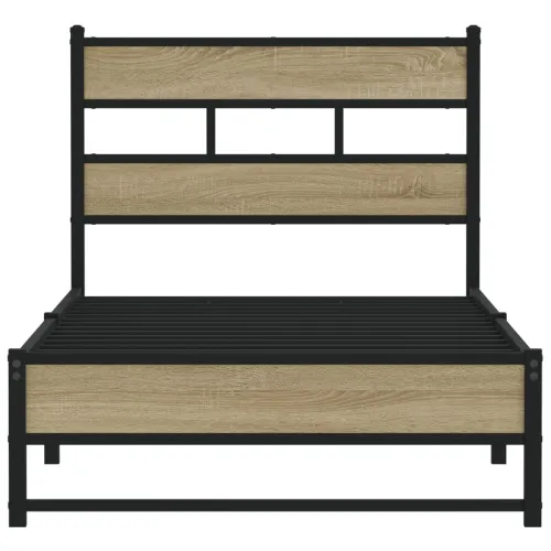 Metalni okvir kreveta bez madraca boja hrasta sonome 100x190 cm - sonoma hrast 100 x 190 cm s uzglavljem i dvostrukim niskim pod Cijena