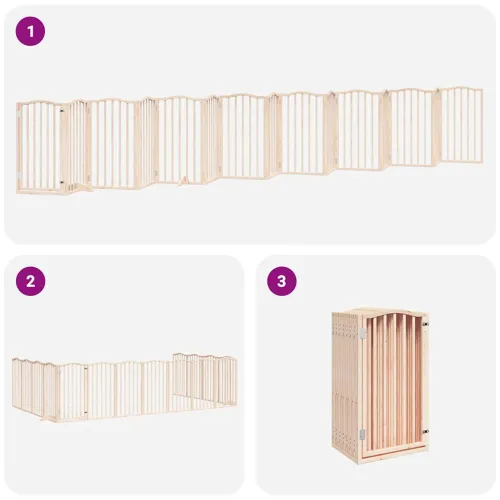 Vrata za pse s vratašcima 15 panela sklopiva 750 cm drvo topole - Prirodna 50 x 90 x 2 cm 15 Cijena