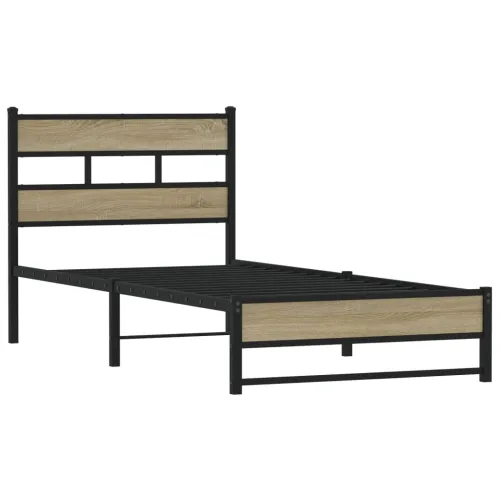 Metalni okvir kreveta bez madraca boja hrasta sonome 80x200 cm - sonoma hrast 80 x 200 cm s uzglavljem i dvostrukim niskim podno Cijena