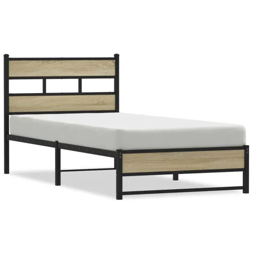 Metalni okvir kreveta bez madraca boja hrasta sonome 107x203 cm - sonoma hrast 107 x 203 cm s uzglavljem i dvostrukim niskim pod Cijena
