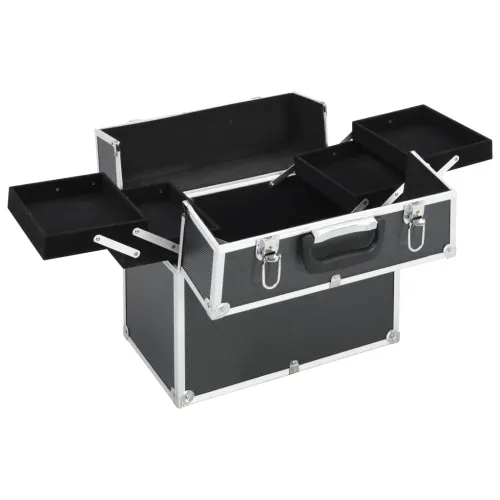 Kovčeg za šminku 38x23x34 cm crni aluminijski - Crna 1 Cijena