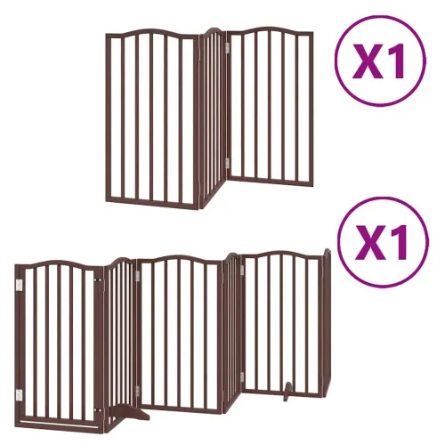 Vrata za pse s vratašcima 9 panela sklopiva 450 cm drvo topole - Smeđa 50 x 90 x 2 cm 9 Cijena