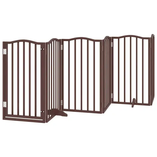 Vrata za pse s vratašcima 9 panela sklopiva 450 cm drvo topole - Smeđa 50 x 90 x 2 cm 9 Cijena