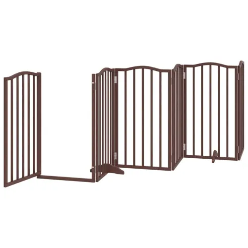 Vrata za pse s vratašcima 9 panela sklopiva 450 cm drvo topole - Smeđa 50 x 90 x 2 cm 9 Cijena