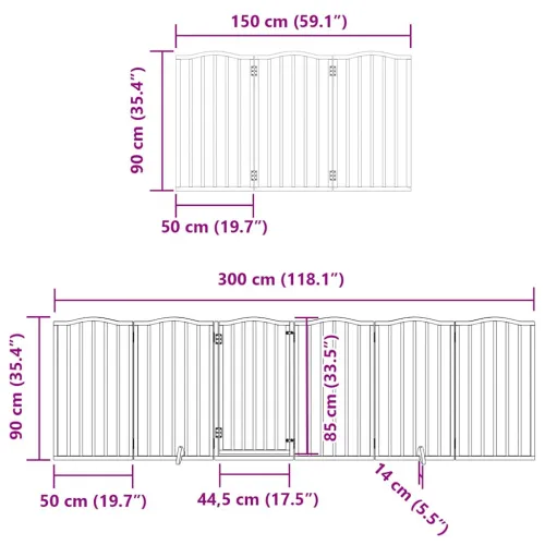 Vrata za pse s vratašcima 9 panela sklopiva 450 cm drvo topole - Smeđa 50 x 90 x 2 cm 9 Cijena